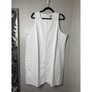 NWT J. CREW DRESS 20 WHITE DENIM SHIFT MINI SHORT SLEEVELESS BUTTON BACK